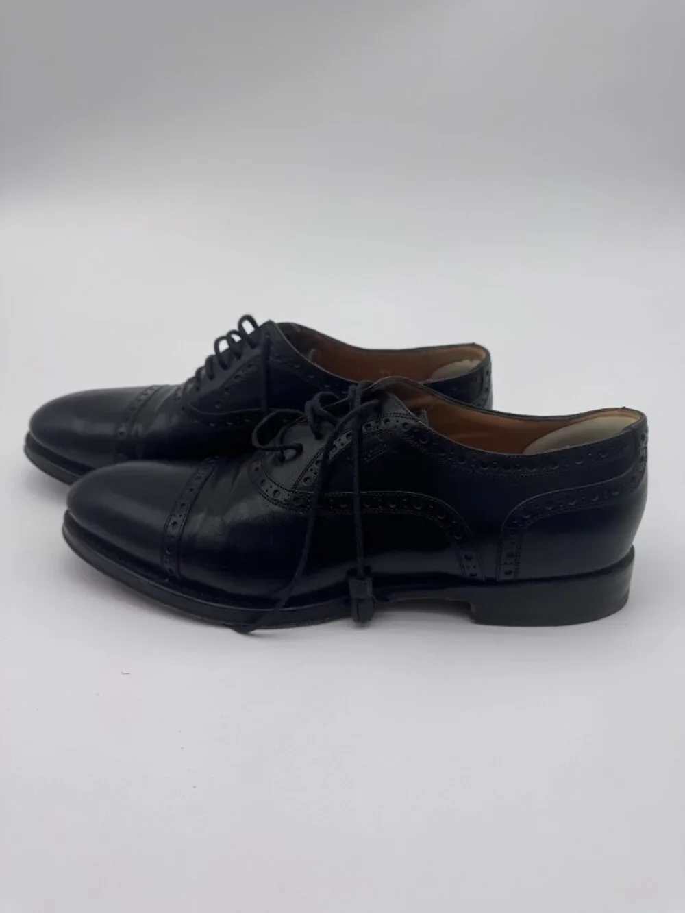 Gucci Black Leather Cap Toe Oxford Dress Shoes Made in Italy Men's 8.5